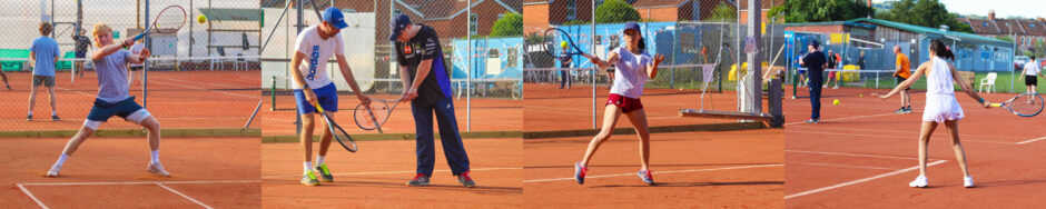 Action pics of adults on court