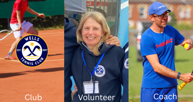 Club, volunteer and coach, images in a three column picture