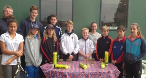Players and Referee at the Wells Grade 5 tennis tournament