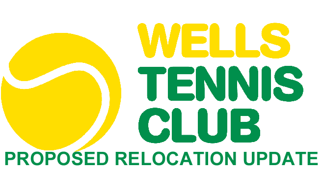 Wells tennis club logo with relocation update written on it